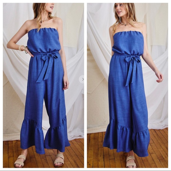 23 Boho Chic Perfect Sleeveless wide leg Tie Waist Jumpsuit - Picture 3 of 4